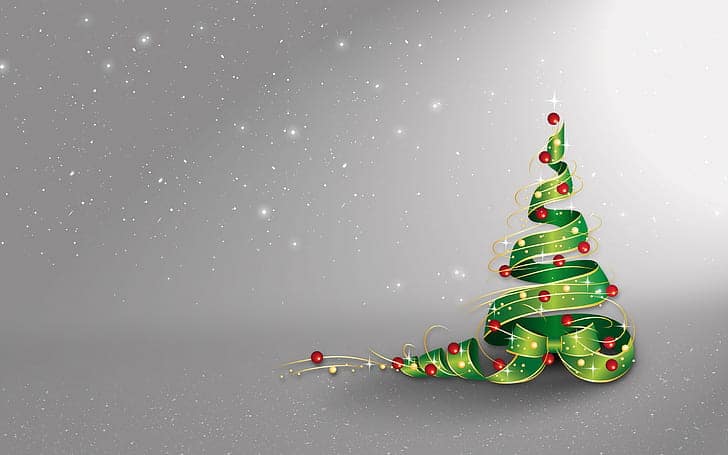 Vánoční stromeček je typickým symbolem na vánončích i novoročních přáních.