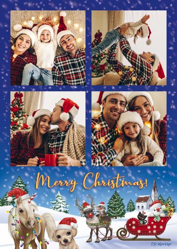Návrh vánoční pohlednice z vlastních rodinných fotografií