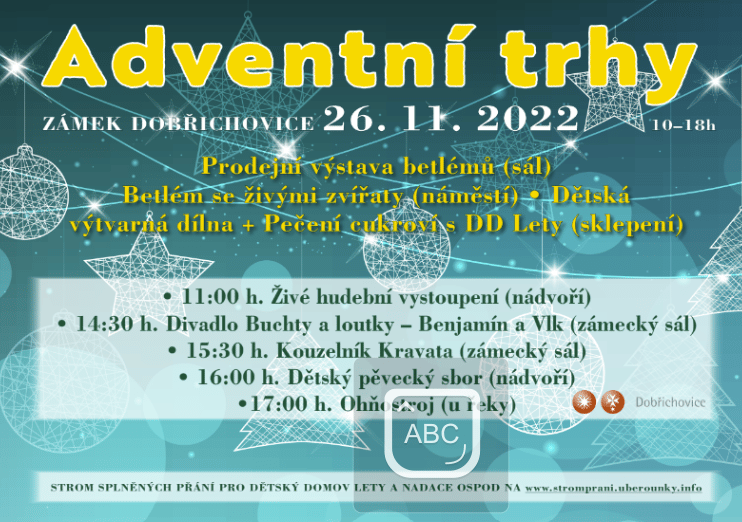 Adventní trhy Dobřichovice program, plakát