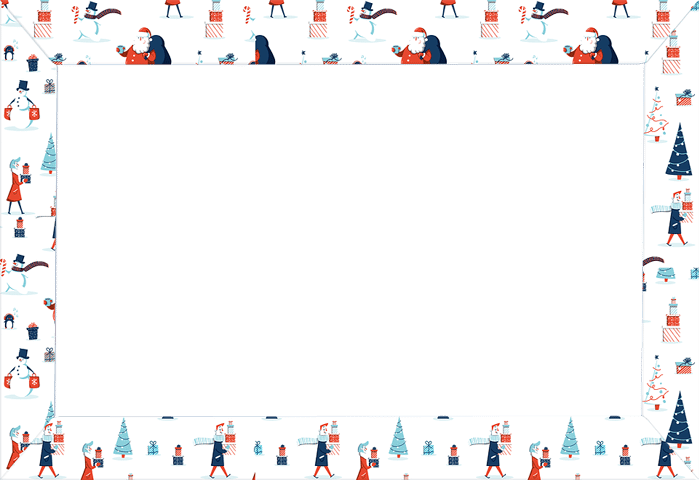Decentní vánoční rámeček s vánočními tématy nakreslenými v rámu