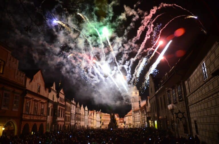 Novoroční ohňostroj v Třeboni