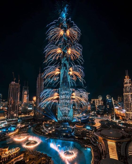 Novoroční ohňostroj v Dubaji.