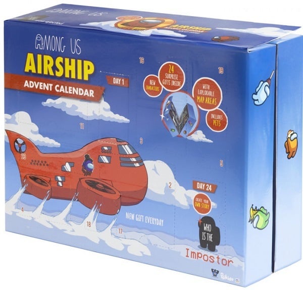Adventní Alltoys kalendář "Among Us Airship" s obrázkem letadla.