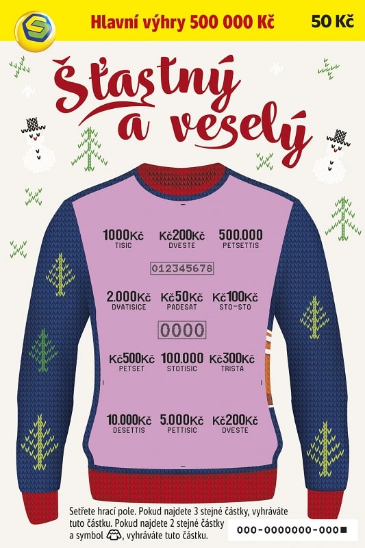 Stírací loterie v podobě vánočního svetru.