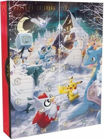 Kalendář k adventu s postavami a hračkami z řady Pokémon.