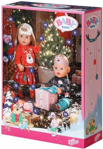 Adventní kalendář Baby born s vánočními oblečky pro panenku.