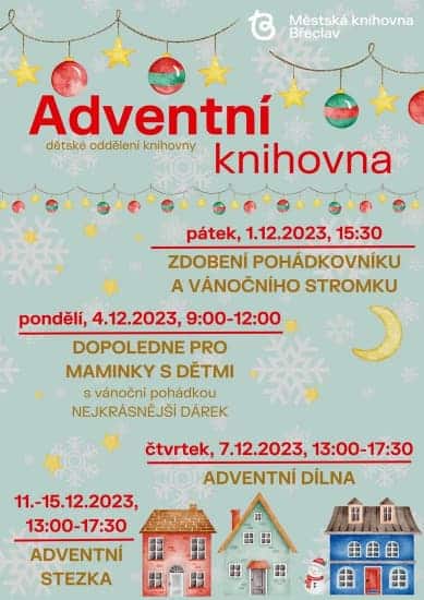 Plakát na program Adventní knihovny.