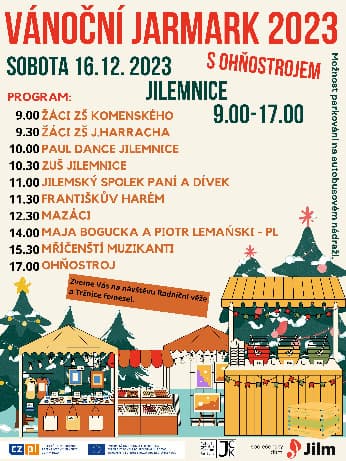 Plakát programu Vánočního jarmarku v Jilemnicích.