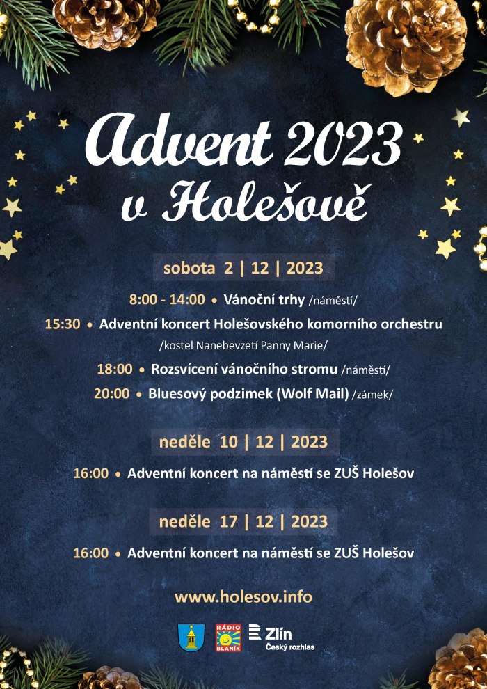 Plakát adventu v Holešově.