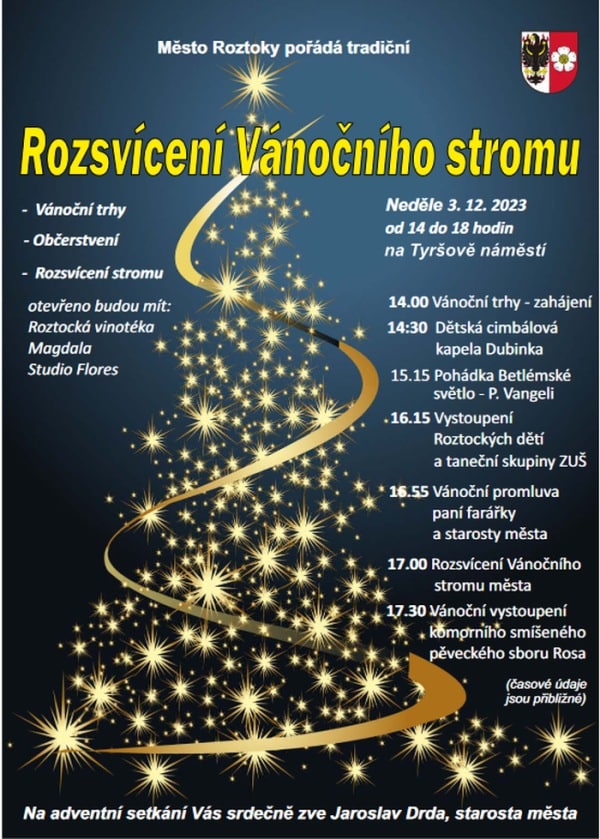 Plakát vánočních trhů v Roztokách.