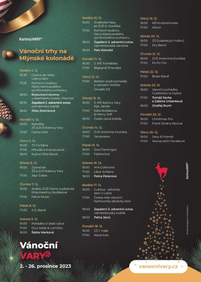 Program karlovarskch vánočních trhů.