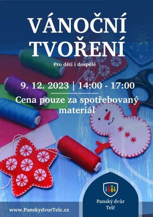 Plakát na vánoční tvoření v Telči.