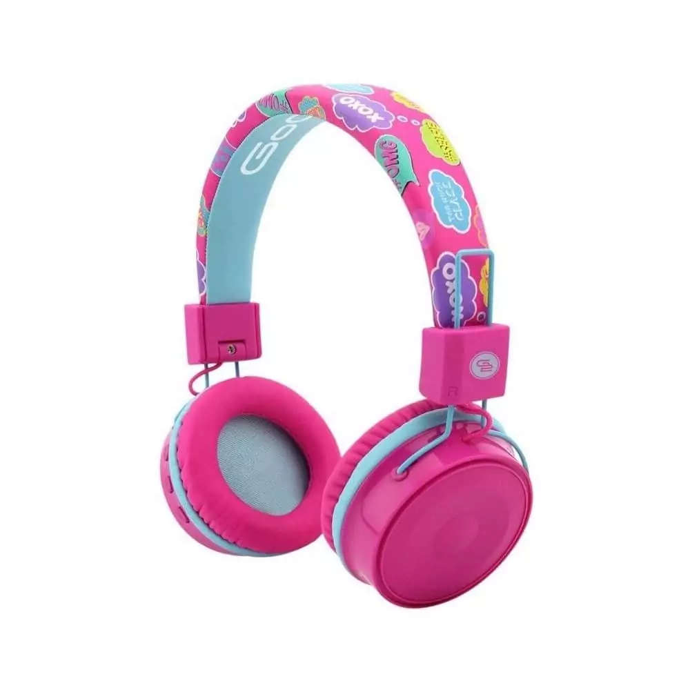 Růžová bezdrátová sluchátka pro holky.