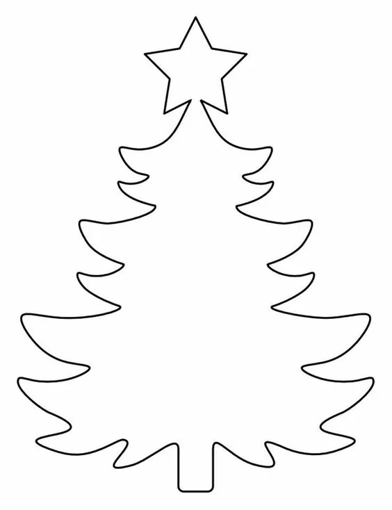 Vánoční omalovánka stromeček s hvězdou bez ozdob