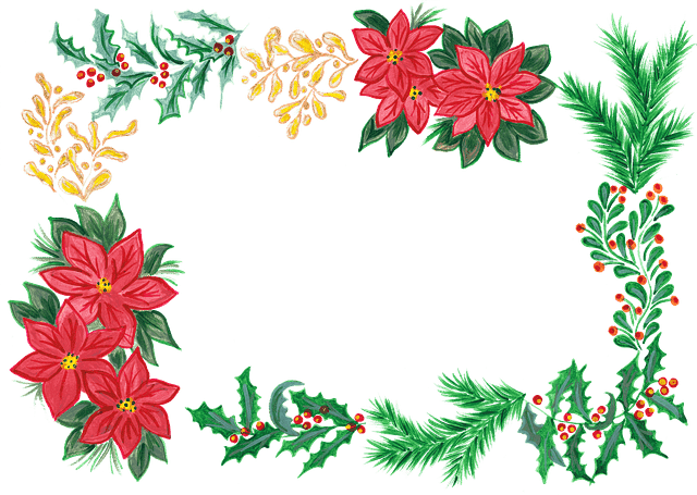 Vánoční rámeček ke stažení zdarma s vánočními rostlinami
