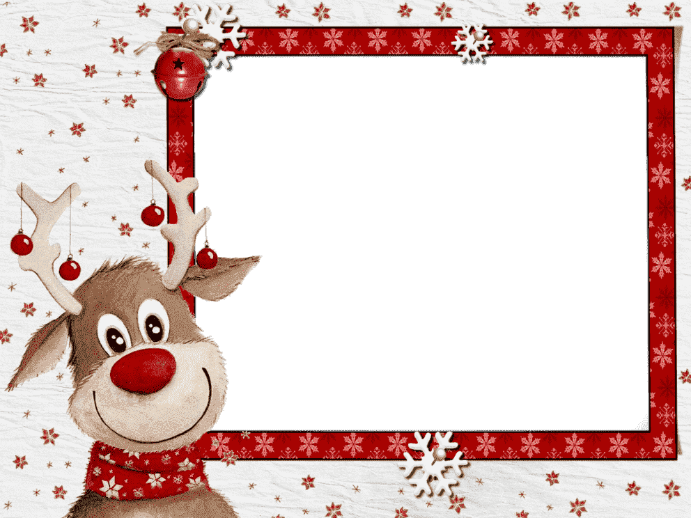 Vánoční rámeček s roztomilým sobíkem ladění do červené a bílé